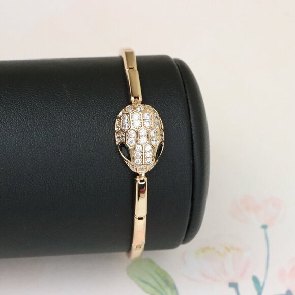 "Rose Gold Snake Head Bracelet with Sparkling Crystals, XPBL1030 - Picture 11 of 12